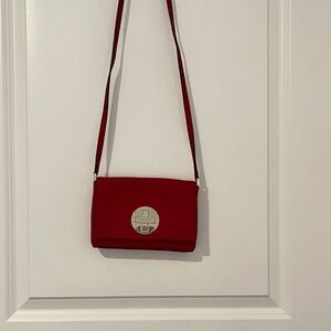 Kate Spade Red Crossbody Shoulder Bag with Turn-Lock Closure
